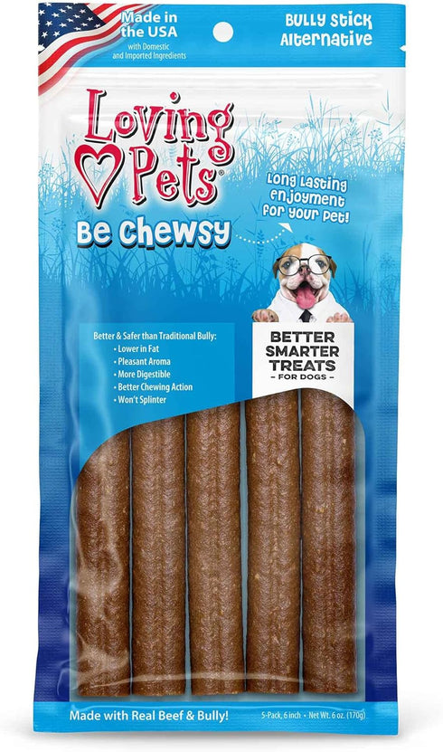 Loving Pets - Be Chewsy Bully Stick Alternative Dog Treat for Small, Medium & Large Dogs (5 Pack of 6 Sticks)...