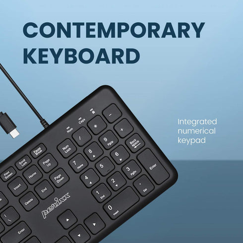Perixx PERIBOARD-210C Wired Full-Size USB C Keyboard with Quiet Scissor Keys - Compatible with Mac, iPad, Windows, Chromebook, Tablets, Desktop, a...