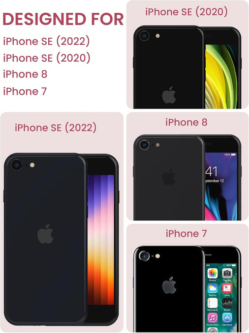 Dretal for IPhone SE 2022/2020 Case,IPhone 8/7 Case,with Tempered Glass Screen Protector,Military Grade Drop Tested Hard Back & Soft Edge Slim Flo...