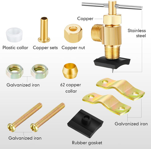 2 Pcs Brass Self Piercing Saddle Valve Copper Self Tapping Valve with 1/4 Inch Compression Outlet for 3/8 to 1-5/16 Inch Water Pipe Supply...