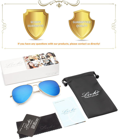 livho Sunglasses for Men Women Aviator Polarized Metal Mirror UV 400 Lens Protection (Gold Purple/Blue)...