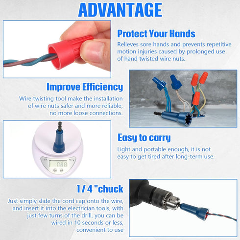 1 Pack Wire Twisting Tool Wire Twister Electrician Tools Wire Connector Driver Wire Bending Tools with 1/4 Chuck for Man Drill and Wire (Blue)...