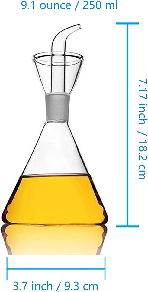 HAIZEEN 9 oz / 250 ml Glass All-Purpose Cruet, Glass Oil Decanter and Cruet (Cone-9 oz, Smooth surface)...