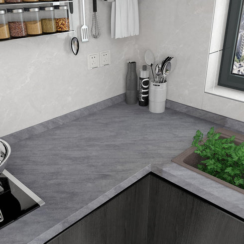 16"×118" Thick Dark Grey Concrete Contact Paper for Countertops 3D Darker Gray Concrete Wallpaper Peel and Stick Removable Cement Wall Paper Vinyl...