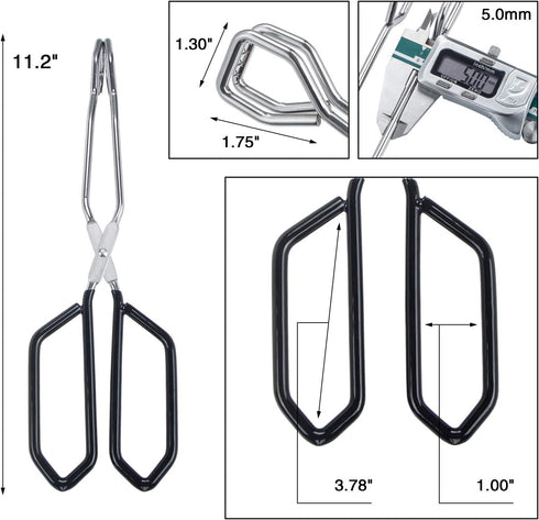MSY BIGSUNNY Scissor Tongs Heavy Duty Cooking Tongs with Soft Handles (Stainless Steel, black 11")...