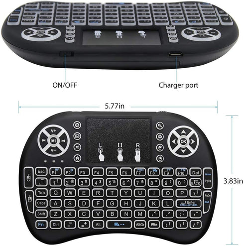 2.4G Mini Wireless Keyboard with Touchpad Mouse, Upgraded Multi Backlit, Portable Wireless Keyboard with USB Receiver Remote Control for Android S...