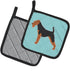 Caroline's Treasures BB3685PTHD Welsh Terrier Checkerboard Blue Pair of Pot Holders Kitchen Heat Resistant Pot Holders Sets Oven Hot Pads for Cook...