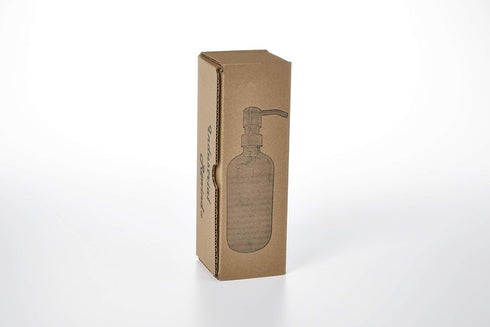 Gray Soap Dispenser with Black Pump and Non-Slip Coaster. Semi Translucent Smokey Grey 16oz Glass Bottle....