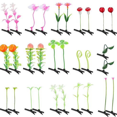 30 Pcs Bean Sprout Hair Clips Mixed Style Plant Hairpins Flower Plant Hair Clip Little Grass Barrette Butterfly Headwear Hair Accessories for Wome...