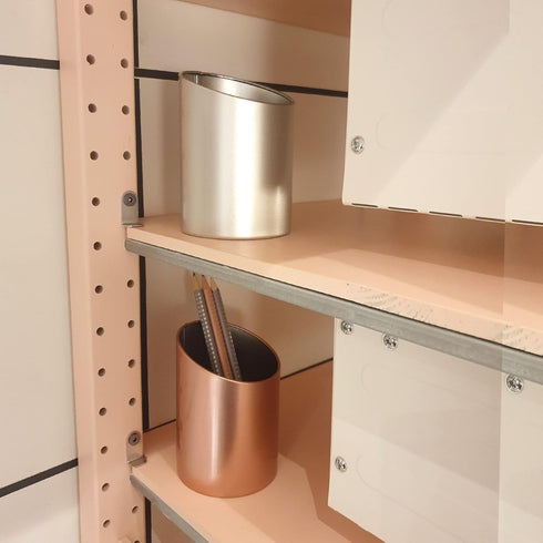 Metal Mesh Diagonal Pen Pencil Brush Cup Holder Stand for Office Desk, Rose Gold, Pink...
