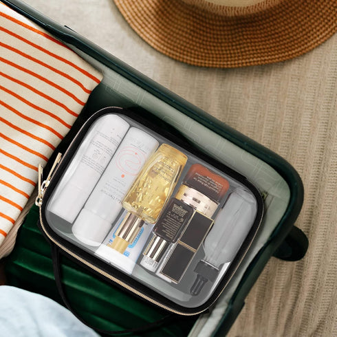 Wedama TSA Approved Toiletry Bag, 4 Pack Clear Makeup Bags with Handles, Quart Size Clear Toiletry Bags, PVC Clear Cosmetic Bags for Women and Men...