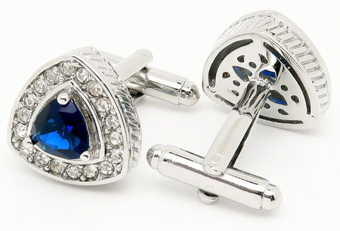 Silver Tone Triangle Gem Stone Cufflinks for Men Wedding Dress Men Crystal Cuff Links for Shirt Party Birthday Anniversary Dress...