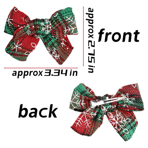 JIAHANG Christmas Hair Bow Clips in Pairs, Festival New Year Floral Printed Alligator Clips with Snowflake 10PCS for Baby Girls Toddlers School Gi...