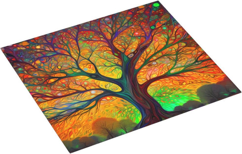 Tree of Life Colorful Leaves Dish Drying Mat for Countertops 18x16 Inches, Dish Drainer Protector Pad with Hanging Loop for Home Kitchen...