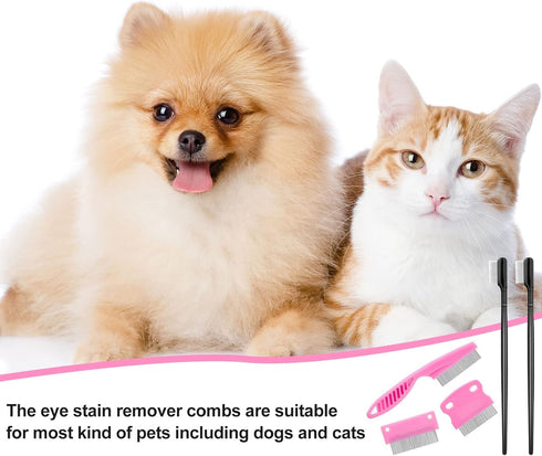5 Pieces Dog Eye Combs Tear Stain Remover Combs Pet Grooming Comb for Small Dogs Gently Removing Eye Mucus and Crust (Pink, Black)...