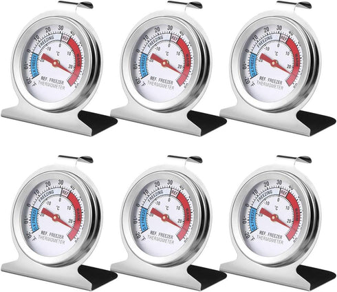 6PCS Refrigerator Freezer Thermometer - Refrigerator/Freezer/Fridge Temperature Cooler - Classic Series Large Dial Thermometer (6)...