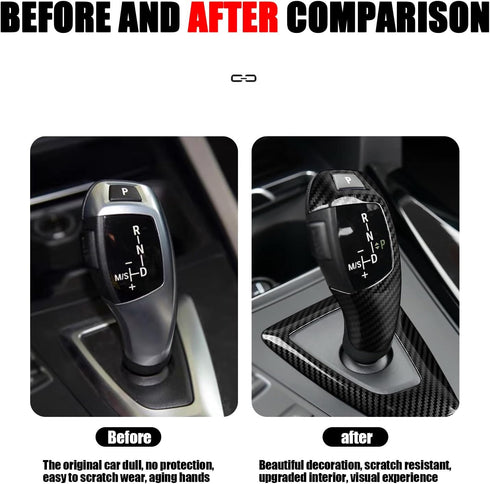 1 PC Car Gear Shift Head, ABS Carbon Fiber Pattern Shift Knob Cover Sticker, Replacement Decorative Accessories, for BMW 3 Series GT5 Series 1 Ser...