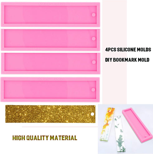 4 Pack Rectangle DIY Resin Mold Keychain Silicone Molds DIY Epoxy Resin Casting Mold DIY Keychain Jewelry Craft...