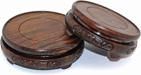 GOLDY&WENDY Round Brown Rosewood Pedestal Base Display Stand (3.8" Inside Diameter)...
