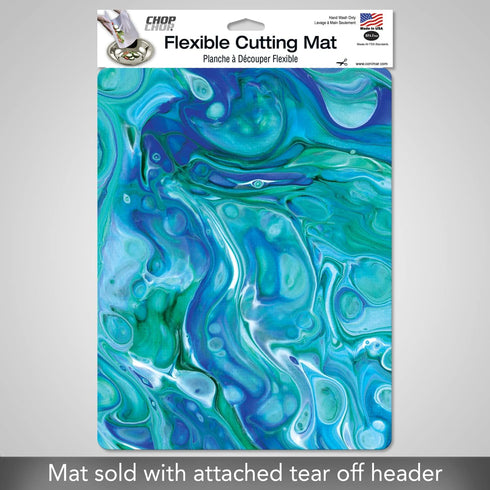 Cut N' Funnel Blue Fluidity Designer Flexible Cutting Board Mat, 15" x 11.5", Made in the USA, Decorative, Flexible, Easy to Clean...