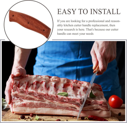 Zerodeko Kitchen Knife Replacement Handle Wooden Knife Repair Handle Cutter Grip Handle Knife Replacement Accessories Parts with Nuts for Home Dar...