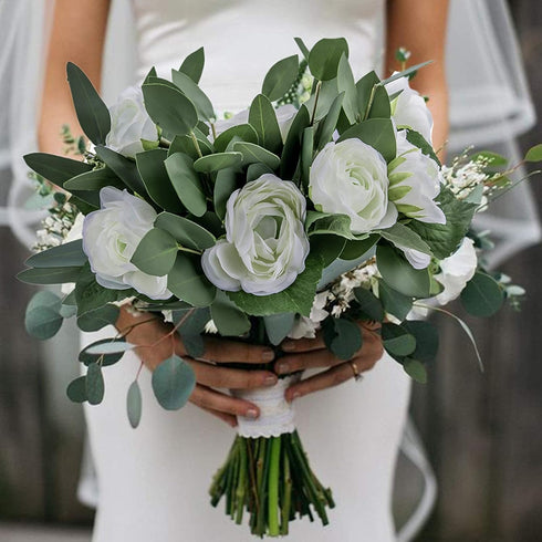 GREENTIME 8 Pack Artificial Greenery Stems 13 Inches Faux Eucalyptus Leaves Stems for Vase Bridal Wedding Bouquet Table Centerpiece DIY Wreath Dec...