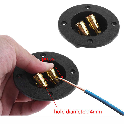 3-'' Double Binding Round Gold Plate Push Spring Loaded Jacks Connector Speaker Box Terminal Cup (Black - 2pcs), (B-S)...