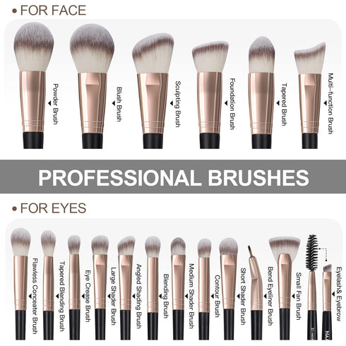 Makeup Brushes, MAANGE 18 Pcs Professional Makeup Brush Set Premium Synthetic Face Kabuki Brush Kit Foundation Blush Powder Eyeshadow Brushes Set...