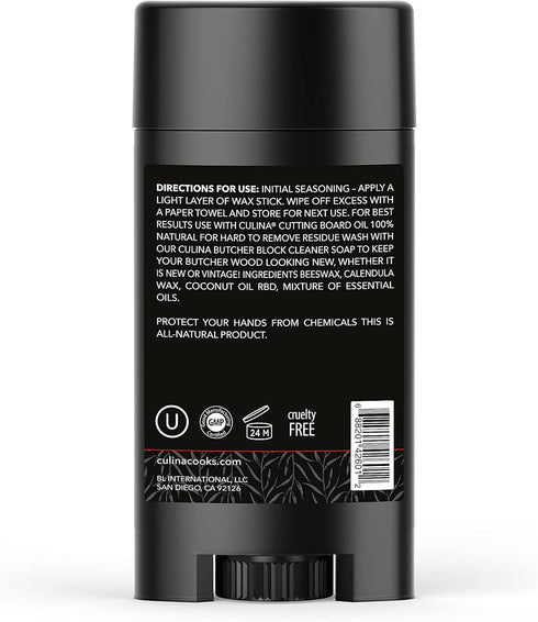 Culina Butcher Block Cutting Board Bamboo Conditioner Wax Stick | Best for Wood & Bamboo Conditioning & Sealing | Does NOT Contain Mineral Oil!...