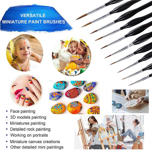 Detail Paint Brush Set - 10PCS Miniature Painting Brushes, Micro Paint Brushes for Fine Detailing & Art Painting - Acrylic, Watercolor, Oil, Model...
