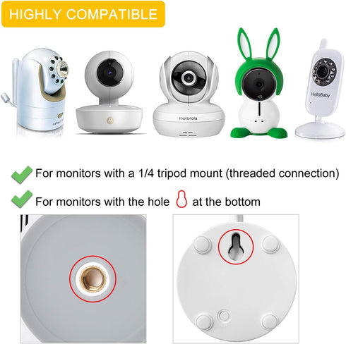 Flexible Baby Monitor Clip Camera Mount Compatible with Infant Optics DXR-8 and DXR-8 Pro Baby Monitor, Flexible Long Gooseneck Arm, Baby Monitor ...