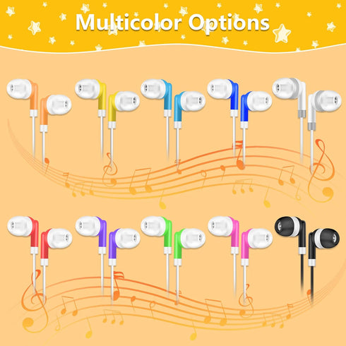 Kids Bulk Earbuds 30 Pack Wholesale Earbuds Headphones Bulk Perfect for School Classroom Libraries Students Multi Colored Individually Bagged......