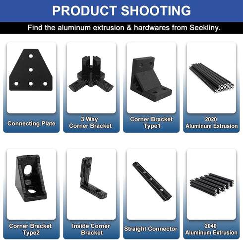 8pcs 2040 Aluminum Extrusion Joint Plate Connector Corner L Bracket 6-Hole 2040 V Slot Hardware T Slotted Accessories with T Nuts and Screws for A...