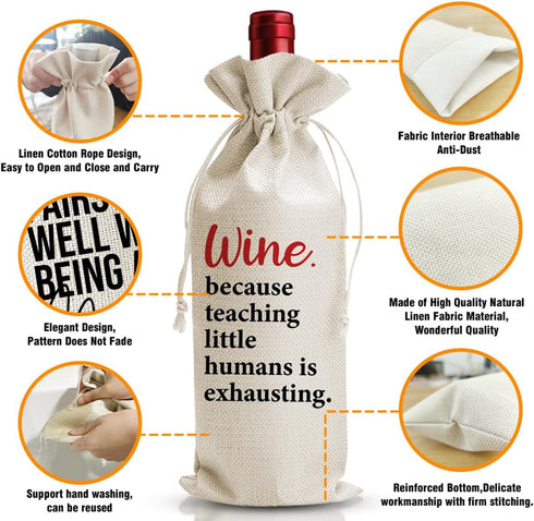 Thank You Teacher Gift Wine Bag For Women Man Male Her From Student Grad, Farewell Graduation Party Decor Favors or Supply, Teachers Appreciation ...