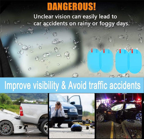 4 PCS Car Rear View Mirror Waterproof Film Side Rearview Rainproof Coating Membrane HD Nano Protective Clear Safe Driving Sticker...