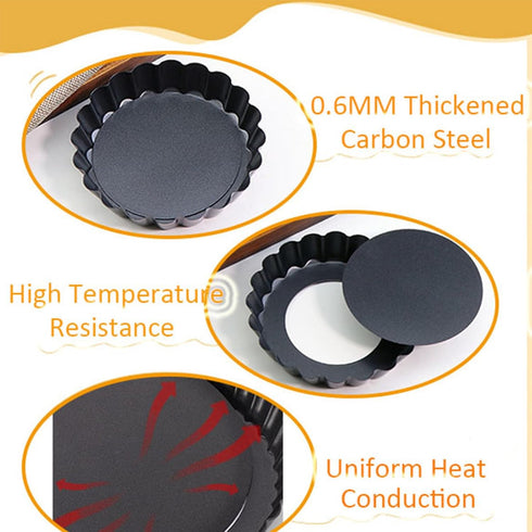 Mini Tart Pans 4 Inch with Removable Bottom, Nonstick Quiche Pan Fluted Edges Thickened Carbon Steel Pie Tart Pans for Baking tartlets, fruit tart...