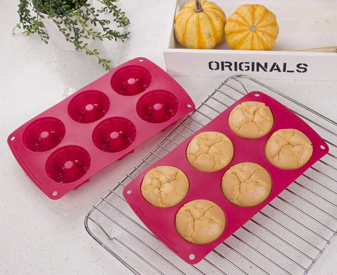 Webake Fancy Fluted Tube Cake Pan Non-stick Silicone Mini Tube Cake Baking Pan Kugelhopf Cake Mold Pack of 2...