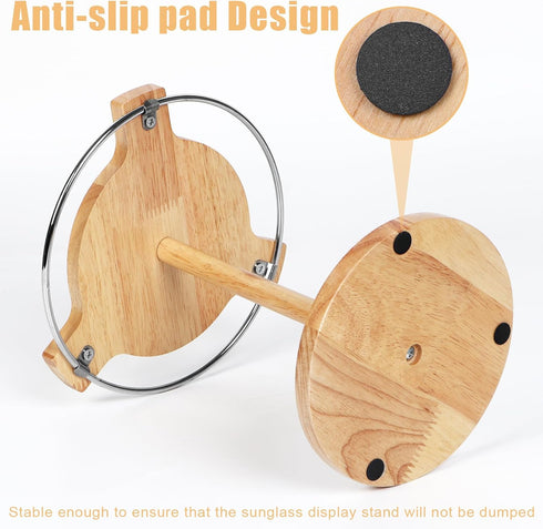 Sunglasses Organizer Glasses Holder Stand with 360 Rotating Display Eyeglasses Rack Wood Base for up to 12 Pairs of Eyewear for Table Dresser Desk...