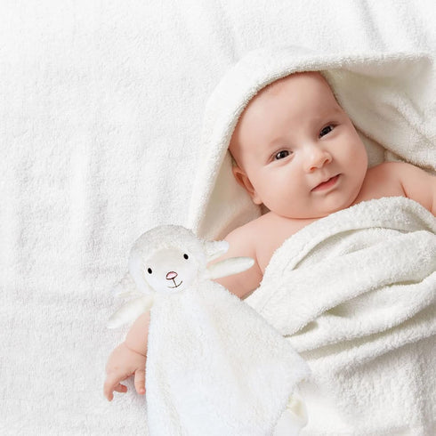 Baby White Lamb Soft Stuffed Animal Security Blanket, Plush Sheep Character Lovey Blanket, Baby Shower/Nursery Gift, Cuddly Newborn, Infant, Toddl...