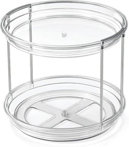 2 Tier Lazy Susan Turntable Organizer 9.25'' Rotating Spice Rack Organization for Cabinet, Kitchen, Pantry, Countertop, Spining Makeup Organizer f...