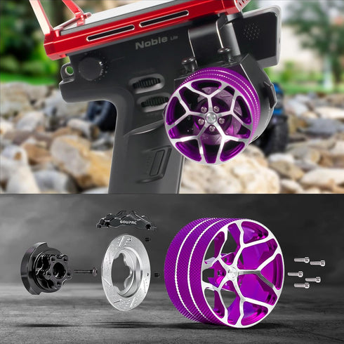 GOUPRC Upgrade Aluminum RC Hand Wheel Remote Control Steering Wheel with Brake Disc Brake Caliper for Radiolink RC Remote Controller RC4/6GS, for ...