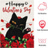 Happy Valentine's Day Garden Flag with Black Cat and Rose Floral Pattern Burlap Double Sided Yard Flag 12 x 18 Inch Garden Decoration for Valentin...