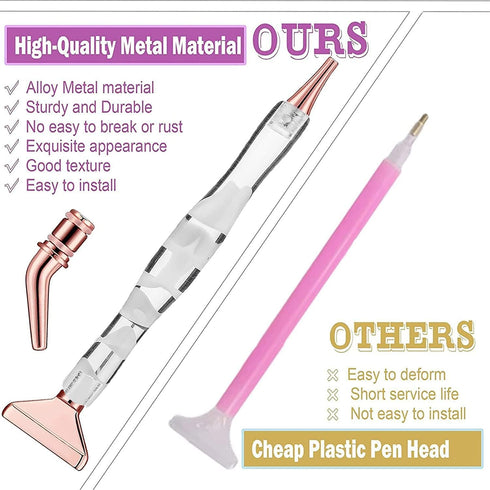 Heyseri 14pcs Diamond Painting Pen, Diamond Art Accessories and Tools Ergonomic Diamond Art Pens Exquisite Metal Diamond Painting Tips and 6 Glue ...