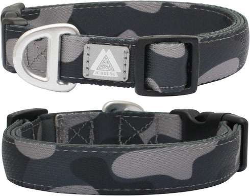 Soft Padded Dog Collar, Neck 9’’-14’’, Adjustable Heavy Duty Collar with 3M Reflective Logo for Small Dogs, Camo Dark Gray, S...