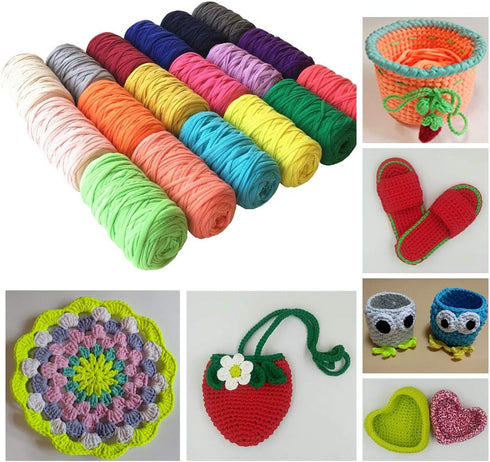 1PCS 250g 8.1oz Soild Color Fancy Yarns DIY Bag Handbag Carpet Cushion Cotton Cloth T-Shirt Yarn Knitting Crochet Yarn Pet Cave Basket Crochet Bag...