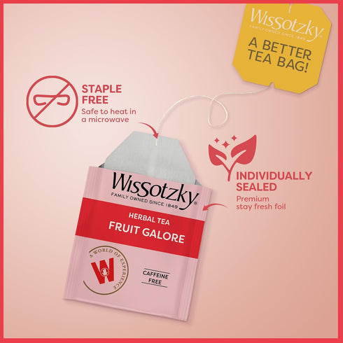 Wissotzky Fruit Galore Herbal Tea, 20 Tea Bags | Caffeine Free Tea | Antioxidant Rich | Fruity Blend | Herbal Tea Bags...