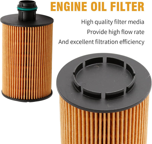 68229402AA Engine Oil Filter with O-ring Element Replacement for Ram 1500 Jeep Grand Cherokee2014-2020 for 68109834AA(3Pcs)...