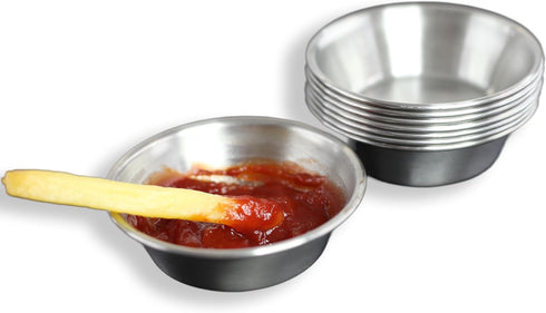 8 Pack Stainless Steel Dipping Bowls Set - Perfect Size for Sauces, Nugs, Fries - Sauce Dishes for Charcuterie Board - Mini Prep Bowls...