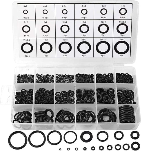 HongWay 770pcs Rubber O Ring Assortment Kits 18 Sizes Sealing NBR Gasket Washers for Car Auto Vehicle Repair, Professional Plumbing, Air or Gas Co...