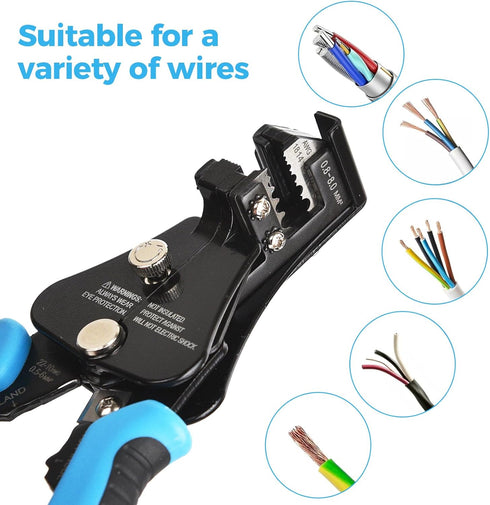 WGGE Automatic Heavy Duty Wire Stripper/Wire Cutter, 3 IN 1 Adjustable Wire Stripper Tool for 8-18 AWG Solid and Stranded Electrical Wire | 10-22 ...